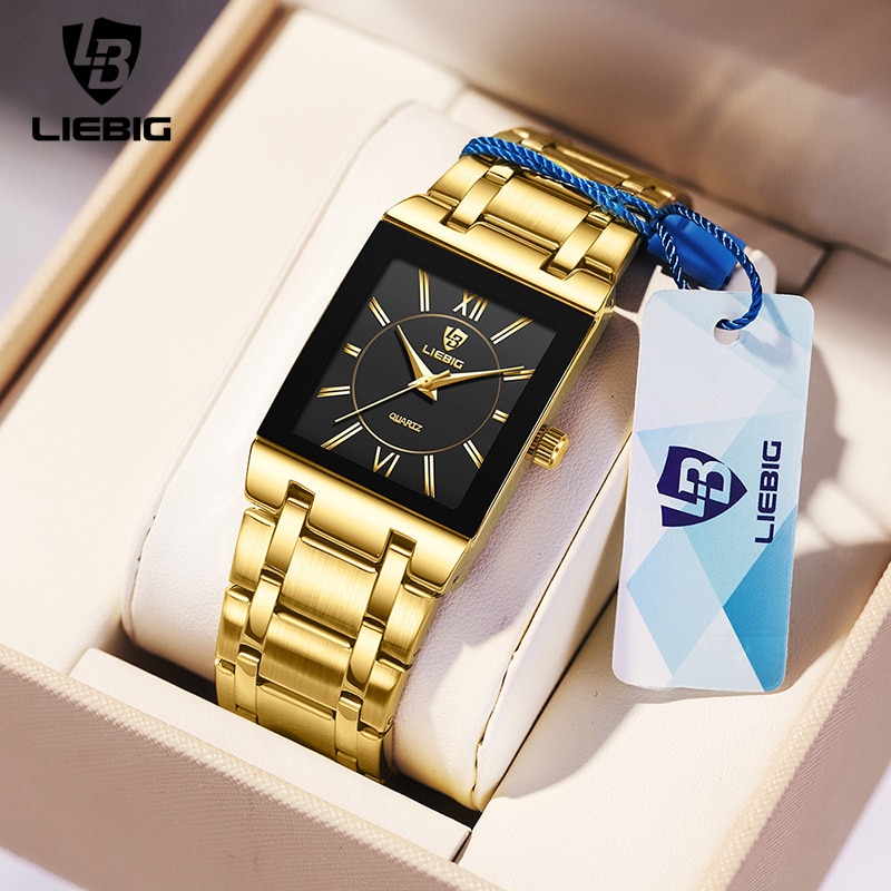 Luxury Watch Market - LiEBIG Luxury Golden Quartz Wristwatches For