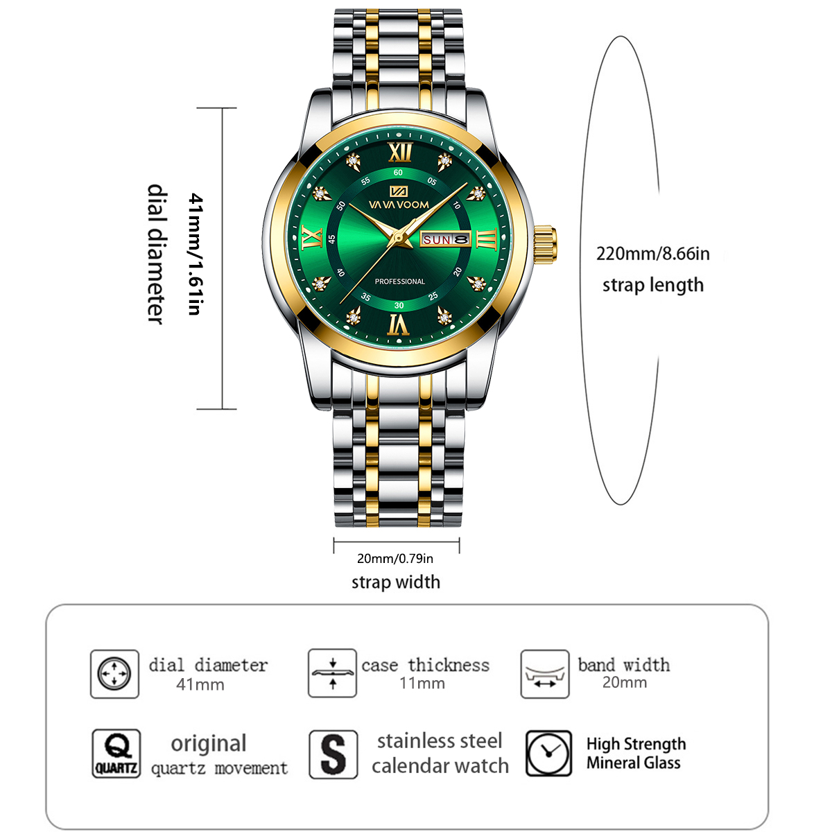 Luxury Rhinestone Gold Ring St - огляд і ціна Luxury Watch Green Dial